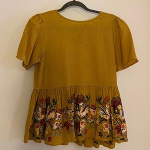 Anthropologie Embroidered Blouse